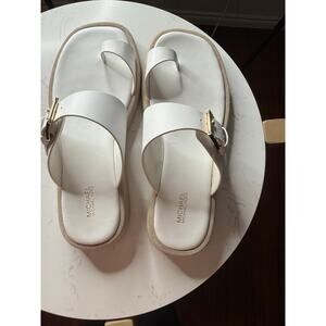 Michael Kors Selah Leather Slide Sandal white